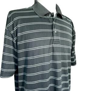 PGA TOUR Men's XL Dark‎ Green Stripe Short Sleeve Performance Golf Polo Shirt
